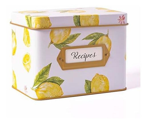 Heart & Berry Lemon Recipe Box With 24 4x6 Recipe Cards And 