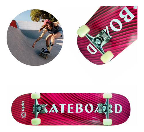 Skate Montado Semi Profissional Skatetboard Spin Abec 9 Cor das rodas Branco Cor dos rolamentos Aço carbono