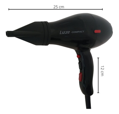 Secador Profissional Lizze Para Cabelo 2100w Portátil Cor Preto Voltagem