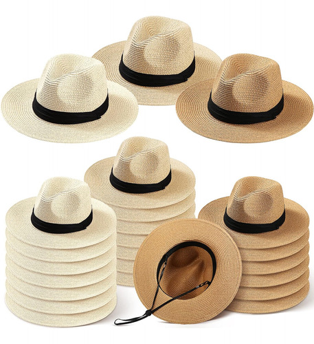 Sombrero De Paja De Panamá Para Mujer, 24 Unidades, De Ala