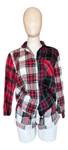 Pijama A Cuadros Victorias Secret Multicolor Talla M (Usado)