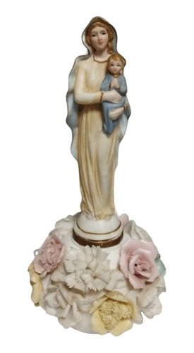 Virgen María Con Niño Jesús De Porcelana Figura Vintage 25cm