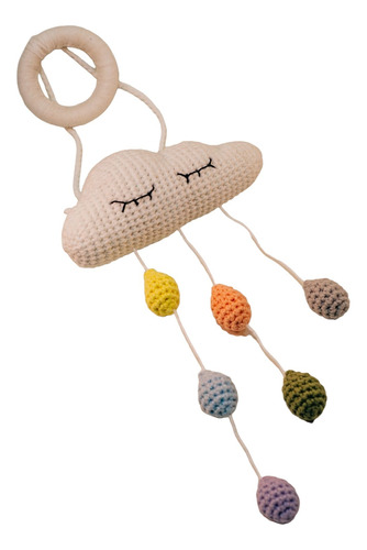 Movil Nube Y Gotitas Tejidos En Crochet Deco Para Niños