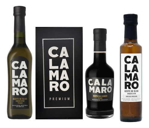 Box Premium Calamaro Oliva + Aceto En Caja + Aceite Varietal