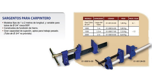 Sargento Para Carpinteros Barbero Para Tubo De 3/4 Nacional