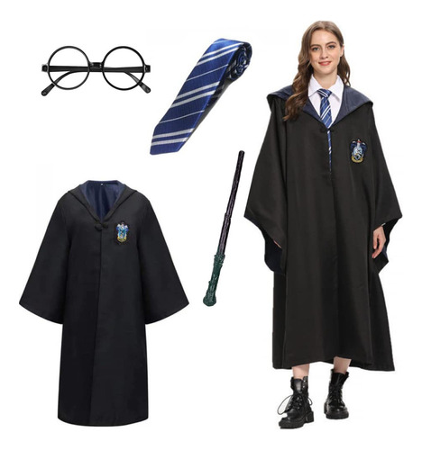 Capa De Harry Potter Bordada +corbata+lentes+varita Mágica