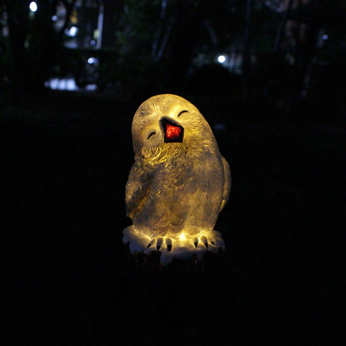 Estatua De Búho, Lámpara De Energía Solar, Decoración De