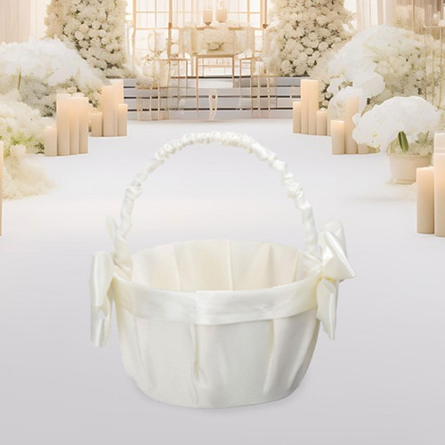 Cesta De Flores Para Boda, Cesta De Cintas De Raso, A