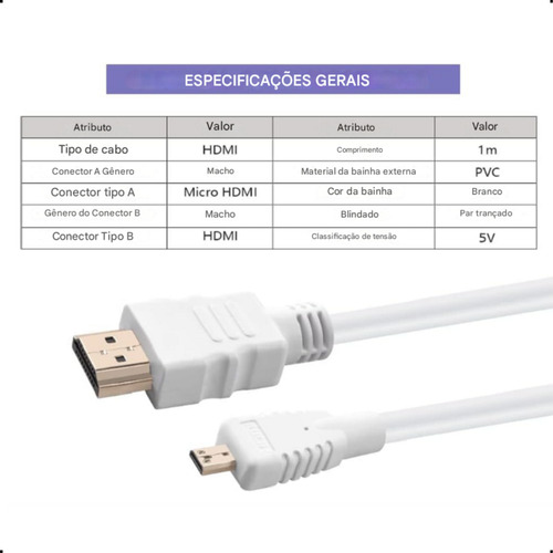 Cabo Micro Hdmi Macho Para Hdmi Macho 1mt 4k 18gbps Premium Hdmatters HDM241006
