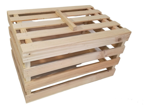 Pack De 2 Huacales Grandes  De Madera De Pino Con Tapa