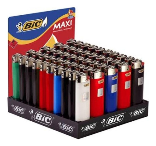 Caixa 50 Isqueiros Bic Maxi Cores Sortidas