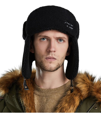 Sombrero Ushanka Hombre Orejeras Piel Para Esquiar Color Talle Diseño De La Tela
