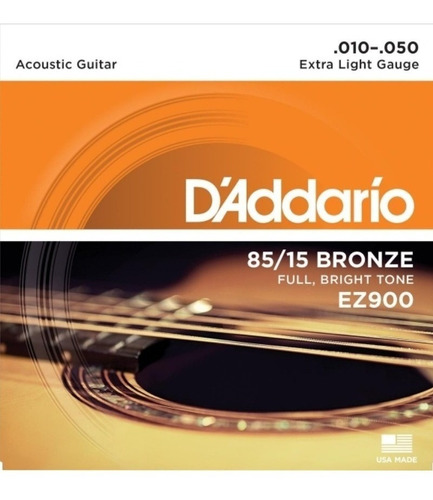 Imagen 1 de 1 de Encordado Guitarra Acustica 010 Daddario Ez900 Cuerdas