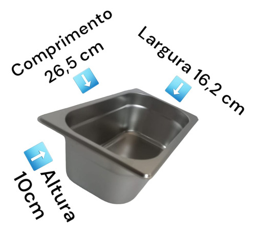 2 Cubas + 2 Tampas 1/4 100mm De Aço Inox Gastronômica Gn