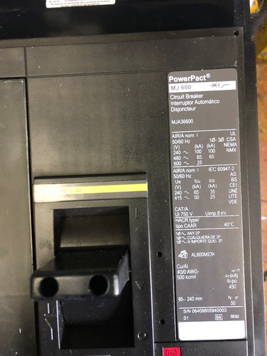 Interruptor Termomagnetico 600amp I-line Mja36600 Square D