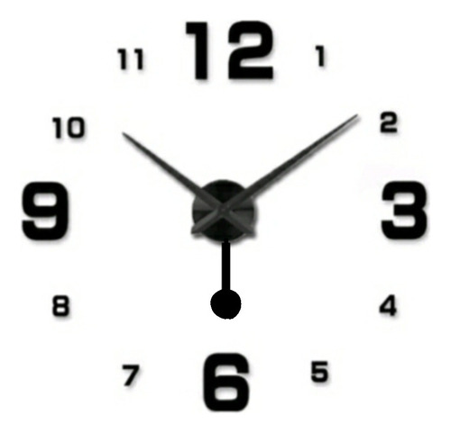 Reloj 3d Tamaño 100 X 100 Cm  Con Péndulo Color Plateado 