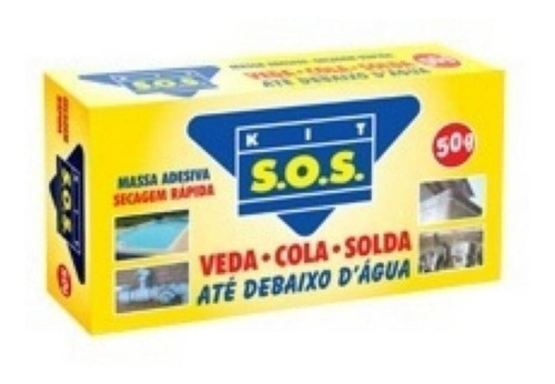 Kit S.o.s Cola Massa Adesiva Cola Até Debaixo D'água 50 Gr