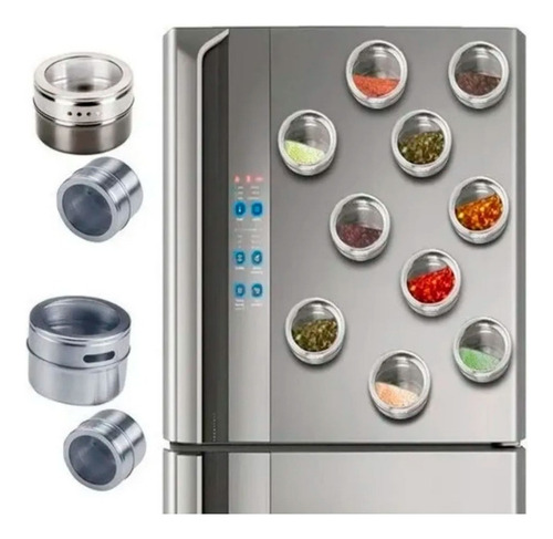 Porta 3 Condimentos Temperos Magnético Em Aço Inox