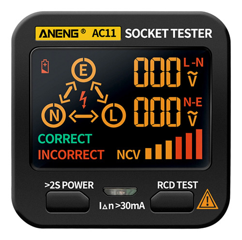 Lcd Ac11 Socket Probador Eléctrico Detector De Fugas Aneng