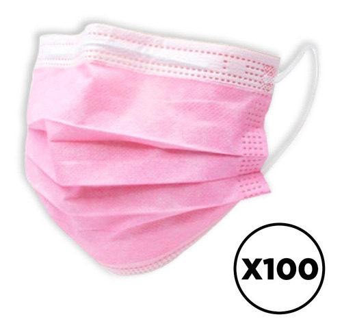 Imagen 1 de 10 de Barbijo Rosa Quirurgico Tapaboca Descartable X100u Tricapa