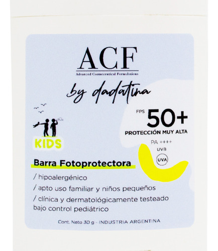 Acf By Dadatina Barra Fotoprotectora Kids Niños Fps 50 3c