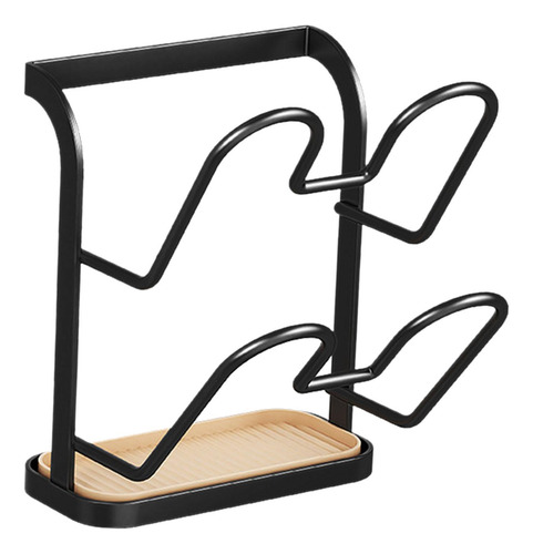 Soporte De Tapa Cubierta De Acero De Carbono 2 Niveles Negro