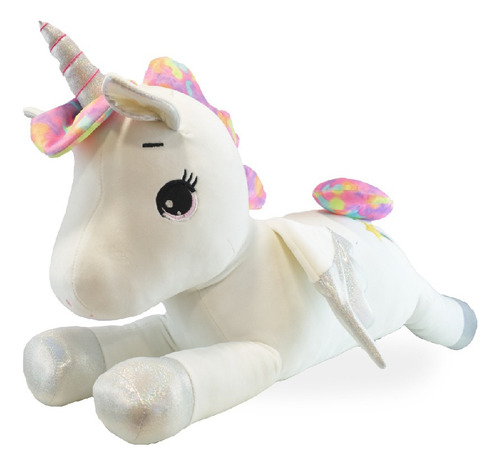 Peluche Unicornio Blanco Pelo Corto 80 Cm