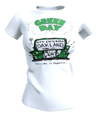 100% Algodón Polera Mujer Diseño Green Day
