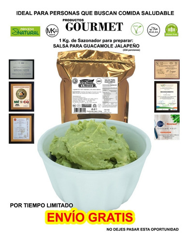 Salsa para preparar Guacamole con Jalapeño natural 1k Kosher