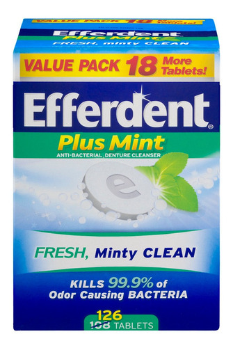 Limpiador De Dentadura Antibacterial Efferdent Plus Menta