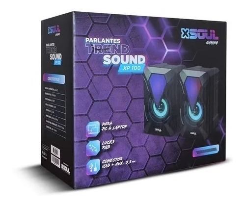 Imagen 2 de 2 de Parlante Gamer Luz Led Cable Usb Y 3.5 Pc Notebook Celular