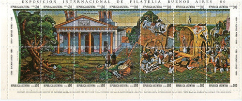 Imagen 1 de 1 de Argentina Bloc X 14 Sellos Mint Mural En Subterráneo 1980 
