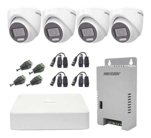 Kit Hikvision Dvr 4 Canales 4 Cámaras Con Micrófono