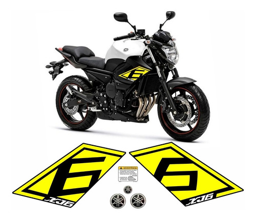 Kit Adesivo Xj6 Sp Amarelo Fluorescete E Emblemas Xj6pc13 