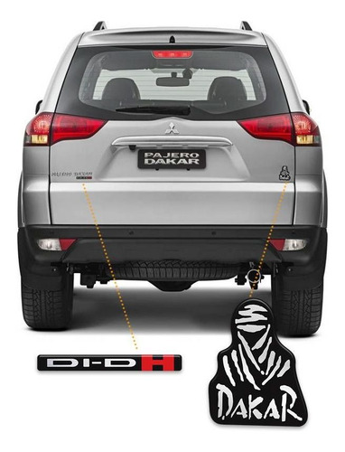 Imagem 2 de 5 de Kit Emblemas Mitsubishi Pajero Dakar Hpe Di-dh 2014 Resinado