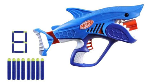 Lançador De Dardos Nerf Wild Sharkfire Hasbro F8645 Azul