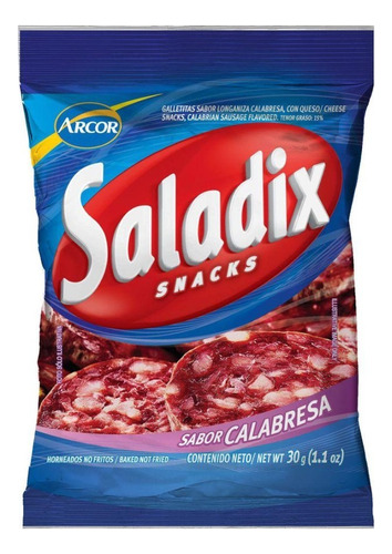 Galletitas Saladix Calabresa Longaniza Snack 30grs X 6 Un