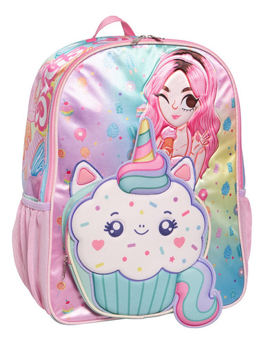 Mochila Mis Pastelitos Marca Ruz Tamaño Primaria Rosa Lisa