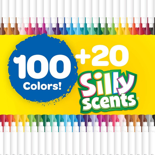 Crayola 100 Super Tips + 20 Silly Scents 120 Plumones Import