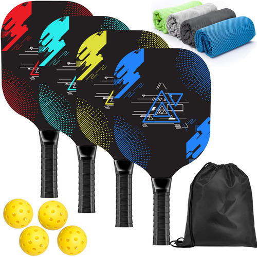 Pickleball Set Aopoul With 4 Premium Wood Paddles & Towels