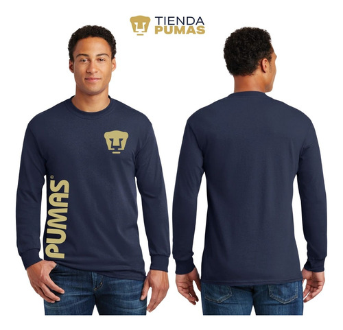 Playera Deportiva M Larga Hombre Pumas Unam Retro Dorado Vin