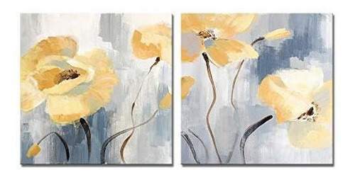 Dekhome Elegantes Flores Amarillas Canvas Wall Art 2 Vyby5