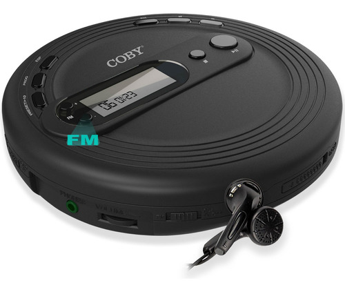 Reproductor De Cd Portátil Coby Con Auriculares, Radio Fm Y