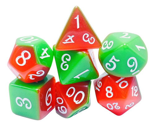 2 Juego De Dados De 7 Piezas Juego De Dados De Rojo Verde
