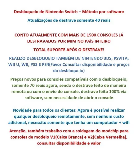 Desbloqueio Nintendo Switch, Faça Agora Mesmo