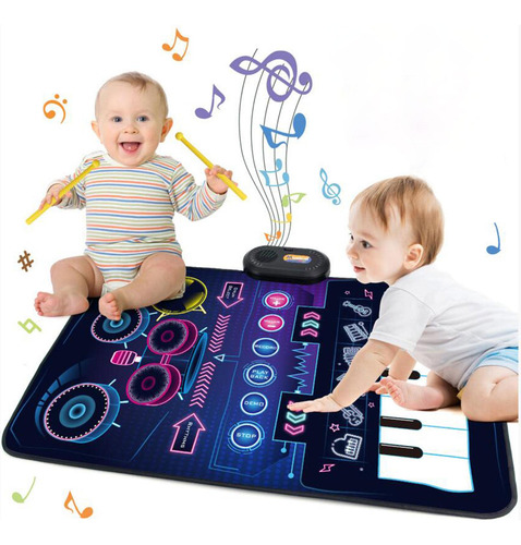 Tapete De Piano Musical Com 6 Teclas, Tapete De Azul Escuro