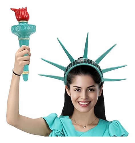 Diadema La Estatua La Libertad, Antorcha Y Corona Ajustables