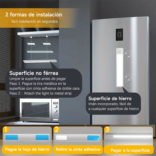 Bojoom 3pcs Lampara Led Inteligenteluminacion Foco Sensor Movimiento 40cm,noche Portable Magnético Seguridad Closet Iluminación De Usb Recargable,para Armario Closets Pasillos Escaleras Guardarropa