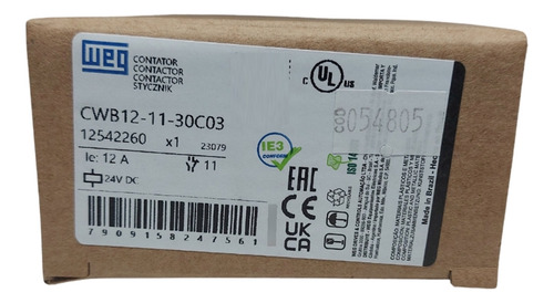 Contator Tripolar Weg Cwb12 12a 24vcc