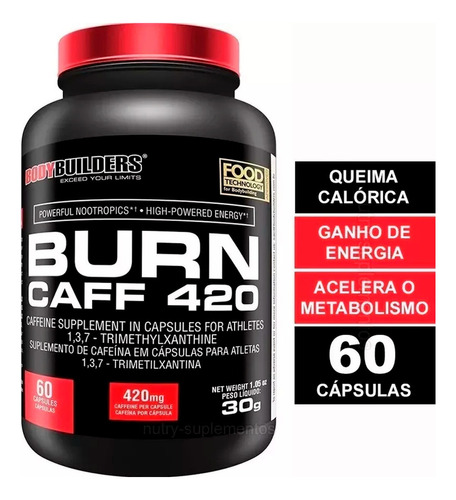 Pré Treino Burn Caff 420 60 Caps - Bodybuilders